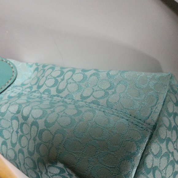 NWT@$128 PRICE REDUCED HB COACH SIGNATURE Aqua MiniBag w LEATHERstrap - Picture 8 of 11